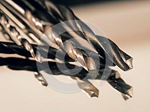 Metal drill in assortment on a white background