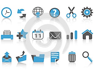 Toolbar icons set,blue series
