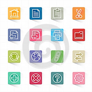 Toolbar website icons and white background