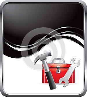 Toolbox on black wave background