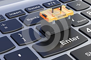 Toolbox on computer keyboard, 3D rendering
