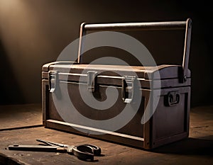 Toolbox Filled with Assorted Tools on Dark Background
