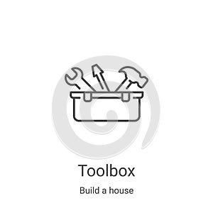 toolbox icon vector from build a house collection. Thin line toolbox outline icon vector illustration. Linear symbol for use on