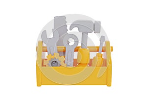 Toolbox with instruments inside , construction tools and equipment, labor day. 3d rendering