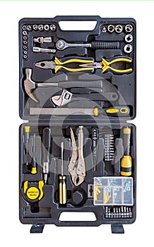 Toolbox set of tools include hammer wrench