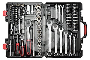 Toolbox set of wrenches, car mechanic tools in case