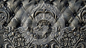 a tooled grey leather seamless pattern, capturing its intricate details and rich texture. SEAMLESS PATTERN