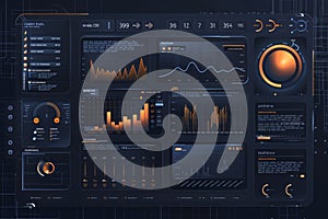 Toolkit-UI UX Dashboard infographic template with big data visualization. Pie charts, workflow, web design, UI elements vector
