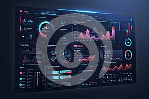 Toolkit-UI UX Dashboard infographic template with big data visualization. Pie charts, workflow, web design, UI elements vector