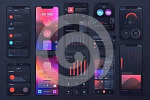 Toolkit-UI UX scene creator. Mobile application design. Smartphone mockup with Creation of the user interface illustration