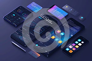Toolkit-UI UX scene creator. Mobile application design. Smartphone mockup with Creation of the user interface. Modern vector