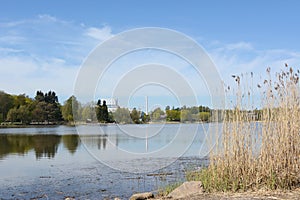 Toolo Bay in Hesperia Park, edged by tall reeds photo