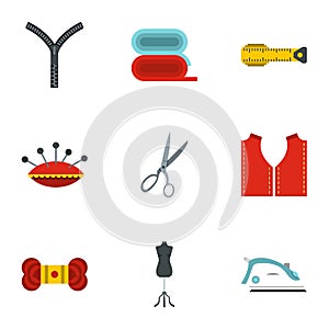 Tools and accessories for tailoring icons set