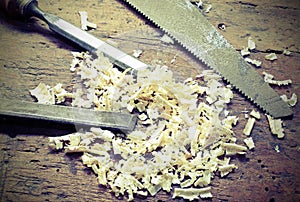 tools in the ancient workshop of the carpenter