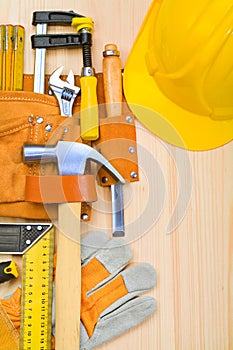 Tools in belt on boards