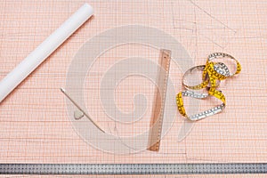 Tools for clothing pattern drawing on graph paper