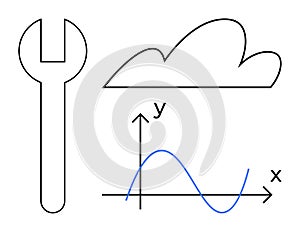 Tools, Cloud, and Graph Representing Technology, Data Analysis, and Cloud Computing