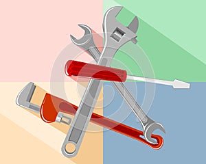 Tools on a colored background