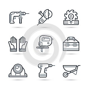 Tools for construction icons pack. Vector illustration