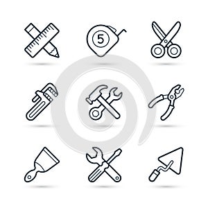 Tools construction trendy icon set. Vector eps 10