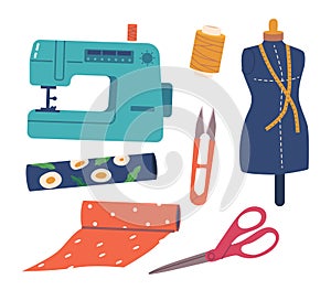 Tools For Crafting Accessories and Sewing Dress, Includes Wire Cutters, Scissors, Thread, Dummy, Sewing Machine