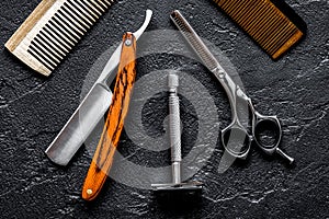 Tools for cutting beard barbershop top view