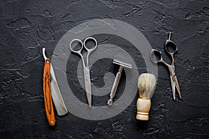 Tools for cutting beard barbershop top view