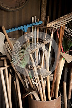 Tools in dark shed
