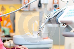 Tools in a dentists office with professional equipment