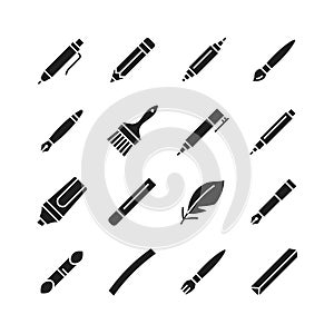 Tools for drawing flat glyph icon set.