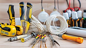 The tools for electrical work.AI generated image