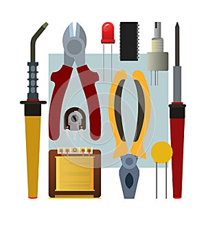 Tools for electrician. Repair of radio electronic and microprocessor equipment. Spare parts components and service