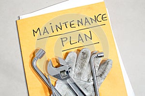 Tools on a folder of maintenance plan