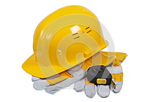 Tools and helmet of the builder