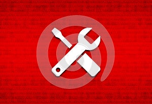 Tools icon abstract digital screen red background illustration