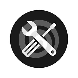 Tools icon flat black round button vector illustration