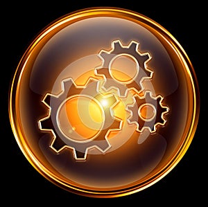 tools icon gold, isolated on black