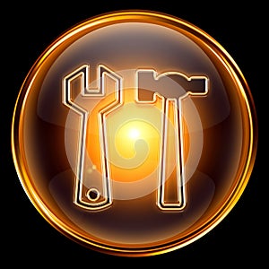 Tools icon gold, isolated on black