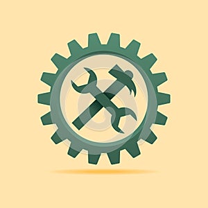 Tools icon inside the cog wheel photo