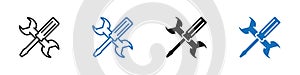Tools icon linear graphics set vector in black