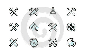 Tools icon set. Industry, building, repair symbol. Vector