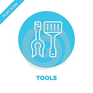 tools icon vector from bbq and grill collection. Thin line tools outline icon vector  illustration. Linear symbol for use on web