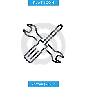 Tools Icon Vector Logo Design Template. Screwdriver and Wrench Icon