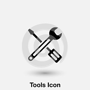 Tools icon vector, solid illustration, pictogram isolated on gray.