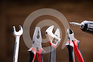 Tools including Pliers, Monkey Spanner And Wrench