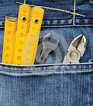 Tools and jeans pocket