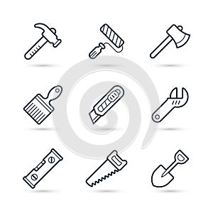 Tools line icons pack for construction. Vector illustration