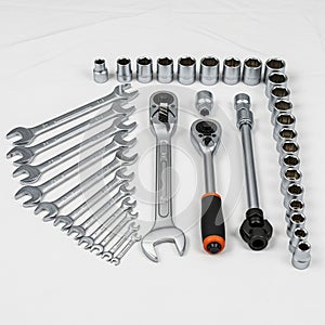 Tools are made of polished metal, indicative of a comprehensi