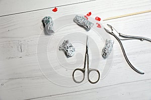 Tools of a manicure set