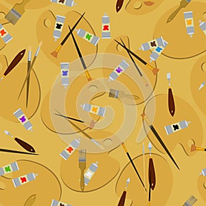 Tools and Materials for Creativity and Painting. Seamless Pattern.